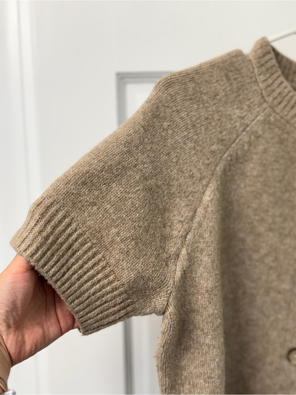 Universal Thread Short-Sleeve Crewneck Button Cardigan - Taupe - Picture 5 of 9